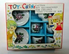 Vintage Kids Toy China Miniature Teaset w/Original Box-Made in Japan 7pc Set