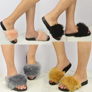 flat fluffy slippers