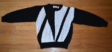 VTG 1980s Black White Crew Neck Sweater Lightning Memphis Design See Measures S