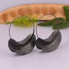 African Fulani Basket Hoop Earrings Black Handmade Fashion Jewelry Earrings