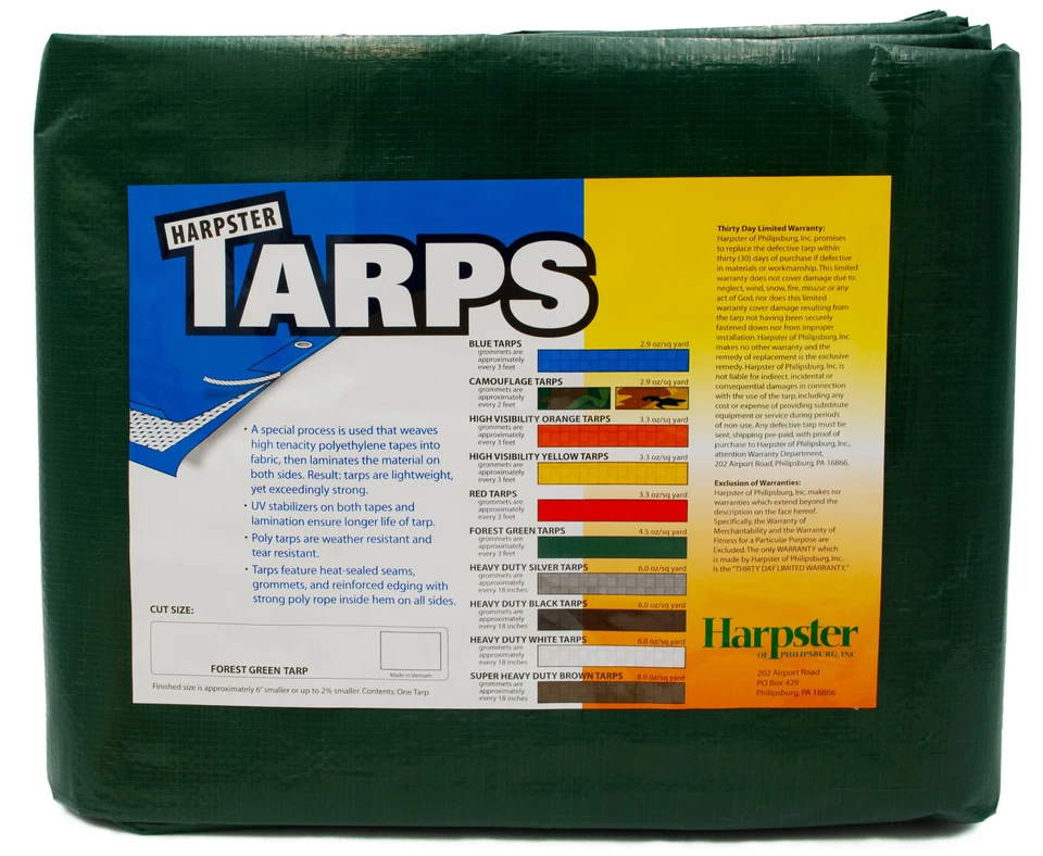 10 Ft. X 18 Medium Duty 4.5 Oz. Green Tarp - 9 Mil Thick