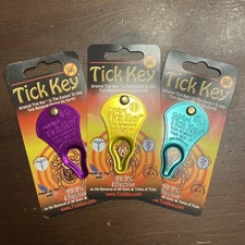 (3) Original TICK KEY Tick Removal Device For Kids Adults Pets USA Made Aluminum