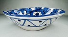 New ListingItaly pottery cobalt blue white glaze handpainted florals clay small bowl signed