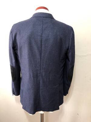 LORO PIANA Navy Black Check Four Seasons Wool Cashmere Blend 46