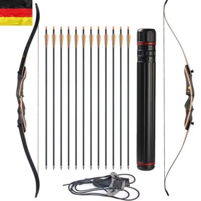 TOPARCHERY 62" Recurvebogen Set Jagdbogen 20-50lbs Bogenschießen Sportbogen Carbonpfeile