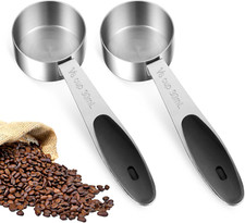 Taza medidora de 1/8 taza 2 piezas, cuchara de café de acero inoxidable, 2 cucharadas de medición...