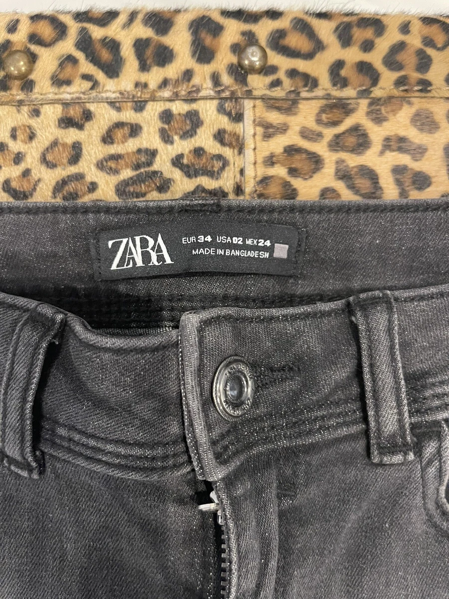 ZARA Woman ZW PREMIUM 80s HIGH WAIST SKINNY JEANS IN LEAD GRAY SIZE 2