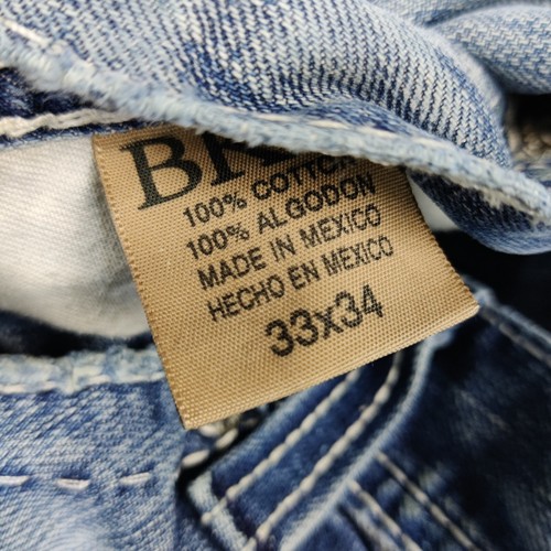 BKE Mens 33x29 Marshall Vintage Bootcut Jeans Buckle Light Wash Distressed Punk - Picture 10 of 15