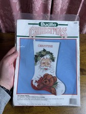 NEW 1990 Bucilla Victorian Santa 82826 Counted Cross Stitch Stocking Kit