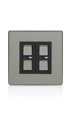Lightwave LW452 BLK 2-Gang Slave Dimmschalter 2-fach SCHWARZ CHROM Connect Serie