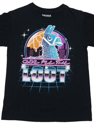 Fortnite T Shirt Black Glow In The Dark Give Me The Loot Adult Size S