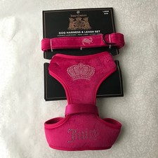 Juicy Couture Harness and Leash Set Mesh Liner Velour Pink Large
