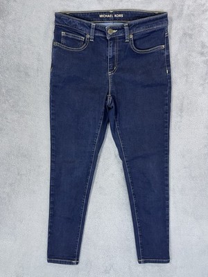 Michael Kors Jeans Womens 6 Blue Dark Wash Denim High Rise Izzy Skinny Ankle