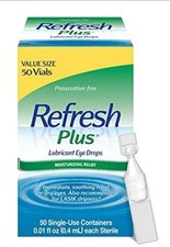 Refresh Plus Lubricant Eye Drops 50 Pack Preservative Free For Dry Eyes EX 6/26