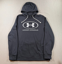 Under Armour UA Rival Terry Graphic Hoodie Mens Medium Black Pullover Sweatshirt