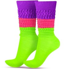 Geyoga Neon Slouch Socks,80s 90s Neon Women's Leg Warmers Purple,rose,green
