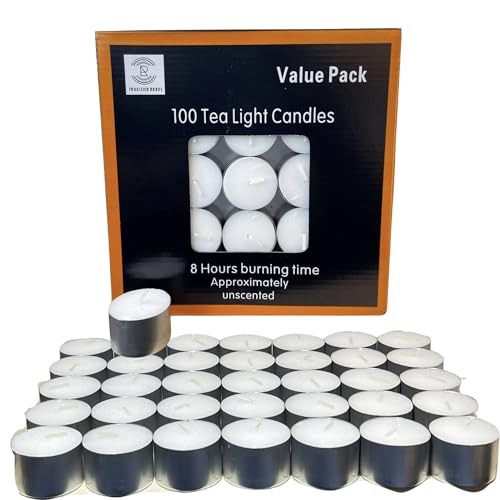 Requisite Needs 100 Tea Light Candles 8 Hour Burn Time  Assorted sizes 