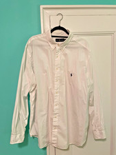 Ralph Lauren White Shirt Mens 2XB Big Long Sleeve Button Down Pony Poplin