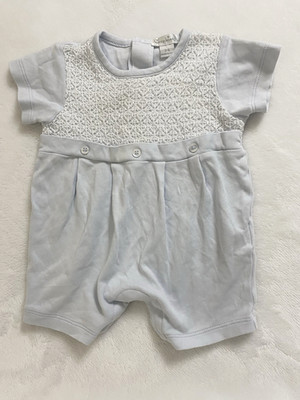 Kissy Kissy Baby Romper Light Blue Pima Cotton Sz 3-6m EUC