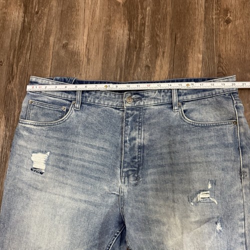 Pantalones de mezclilla Ksubi Chitch azul capa trashed para hombre 40x33 punk ajustados cónicos - Imagen 3 de 13