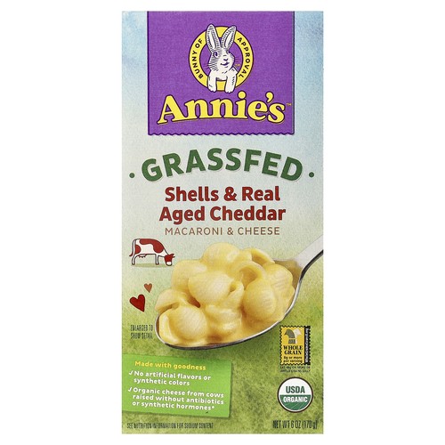 Grassfed Macaroni & Cheese, Shells & Real Aged Cheddar, 6 oz (170 g)