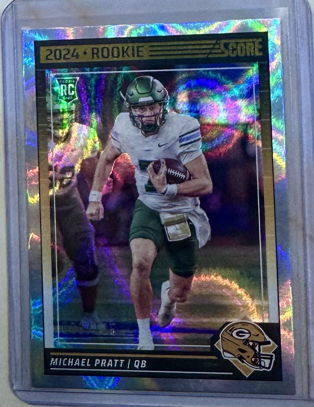🏈2024 Score Michael Pratt RC football circular parallel card 379 NM /135 GB QB