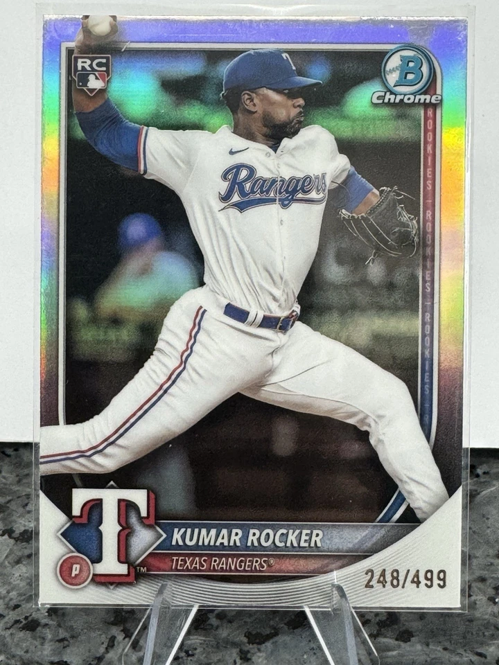 2025 Kumar Rocker /499 Bowman Chrome Refractor #98 RC (Rangers) - Image 3 of 4