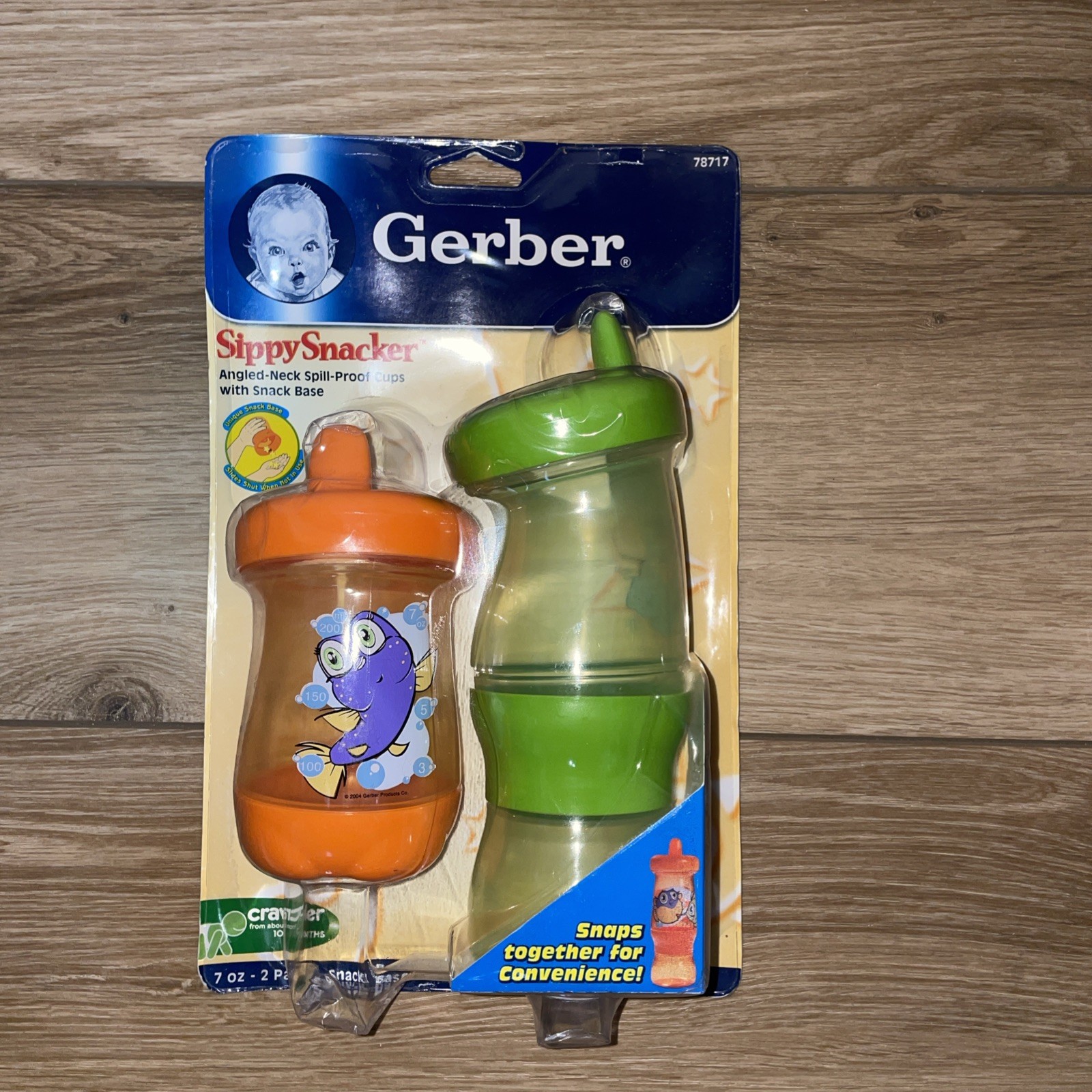 Vtg 2pk Gerber Sippy Snacker Spill Proof Cups w/ Snack Base 