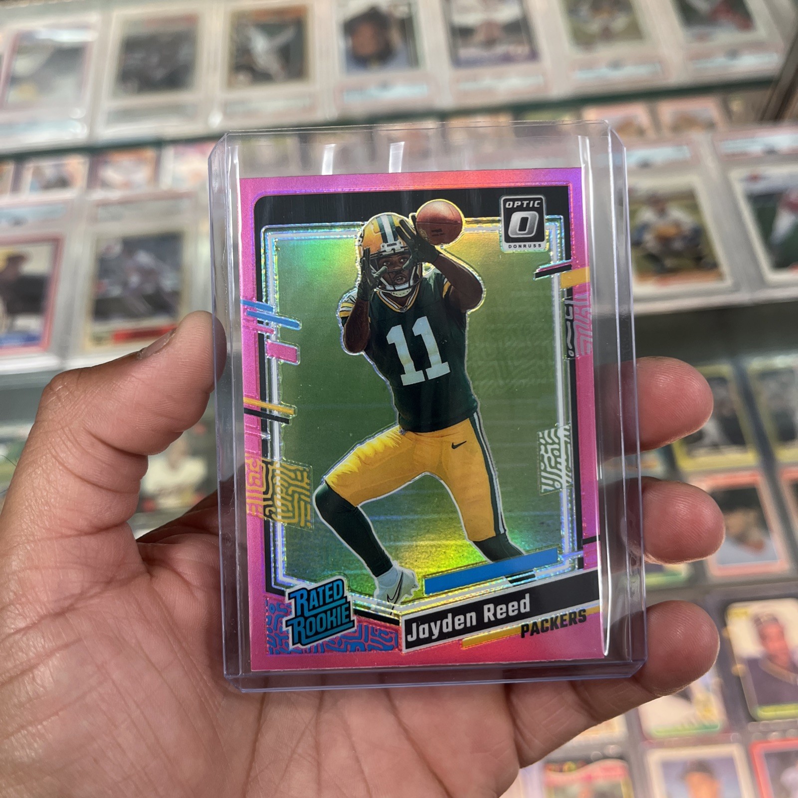 2023 Panini Donruss Optic - Rated Rookie Jayden Reed #239 Red Hyper Prizm (RC)