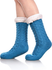 Women's Winter Super Soft Warm Cozy Fleece Lined Fuzzy Slipper Socks with Grippe