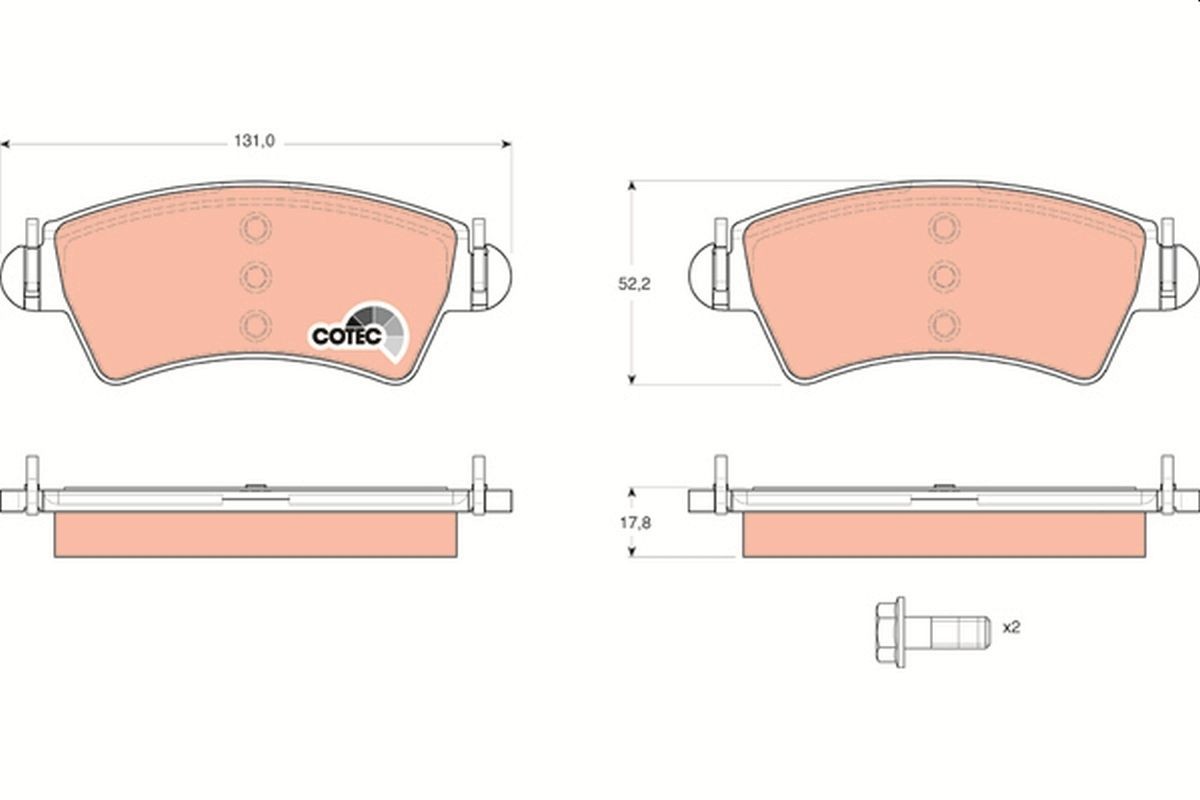 Plaquette de frein TRW GDB1501 silencieuse anti-vibration pour PEUGEOT