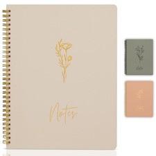 Aesthetic Notebook For Women, 10.5 X 8.5 Planner, Large Pocket Journal, Beige