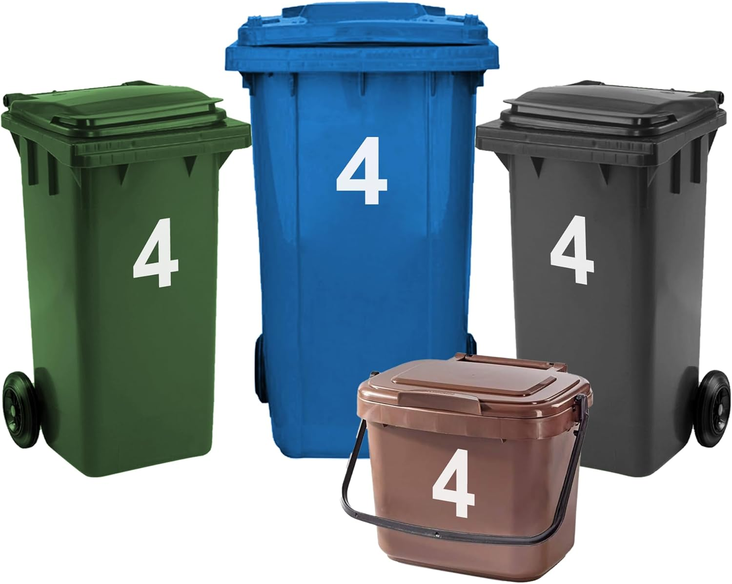 4 X Bin Numbers for Wheelie Bins, 0-99, Letters A-D, 17.5Cm Dustbin Stickers, Ea