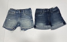 Gap Kids Jean Shorts Stretch Midi Short Girls 5 adjustable waist Blue Lot of 2