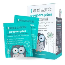 Peepers Plus Eyelid Wipes by Natural Essentials, Preservative-Free & Rinse-Free 