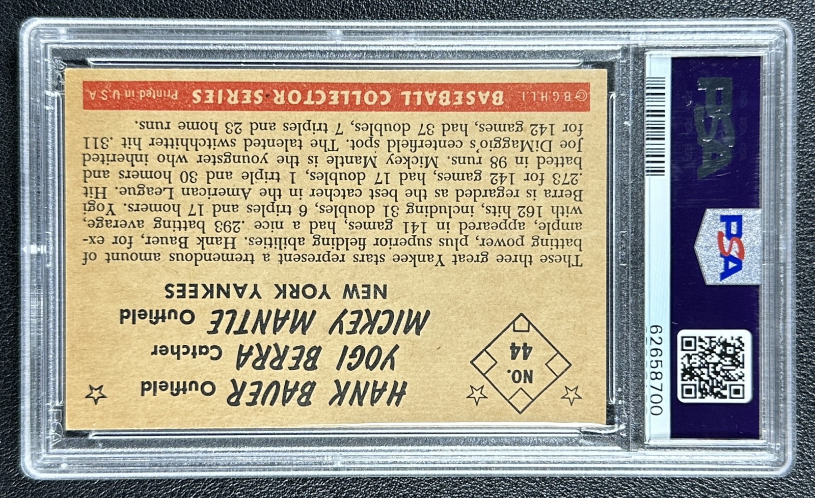 MICKEY MANTLE YOGI BERRA HANK BAUER PSA 5.5 1953 BOWMAN COLOR #44 YANKEES 8700 view 2