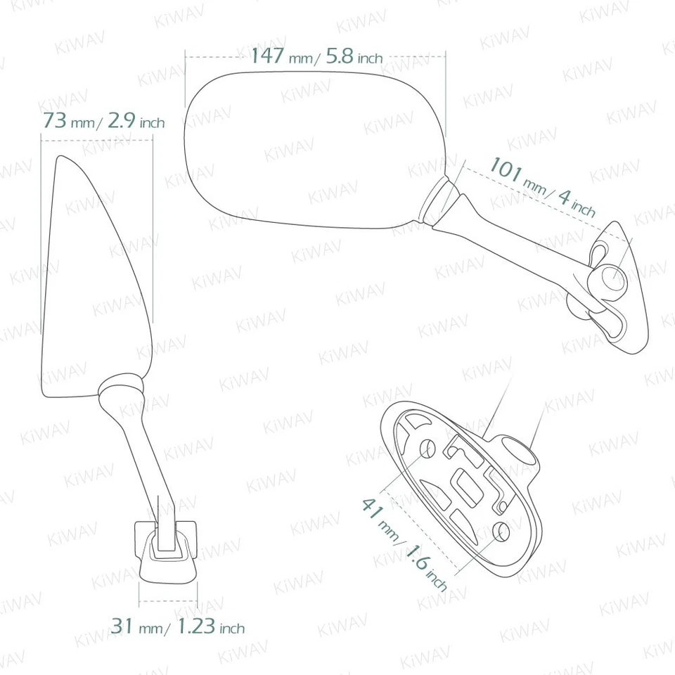 VAWiK -OE Replacement Right Mirror E-Mark FS142 fits Suzuki GSXR 1000 '01-'02 ε - Image 2 of 4