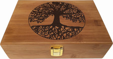 Tree of Life Keepsake Box - Wooden Keepsake Box with Hinged Lid - Engraved Desig