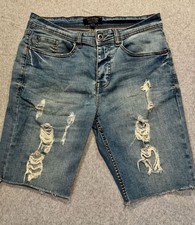 Threadbare Mens 32 Distressed Denim Shorts Ri...