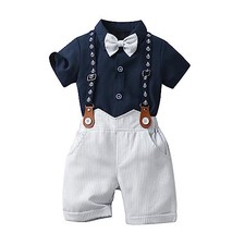 Baby Boys Gentleman Shorts Sets, Infant Outfits 9-12 Months Deep Blue white