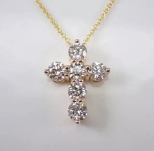 1.00Ct Round Moissanite Religious Cross Penda...