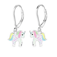 Einhorn Ohrringe Brisur Sterling Silber 925 Glitzer Kinder OhrhäNger MäDchen