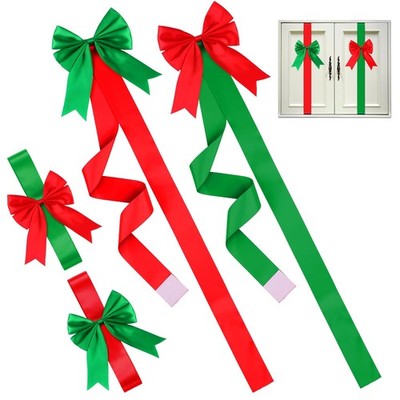 WILLBOND 8 Pcs Christmas Cabinet Ribbons Bows for Kitchen 78.8 Red and Green