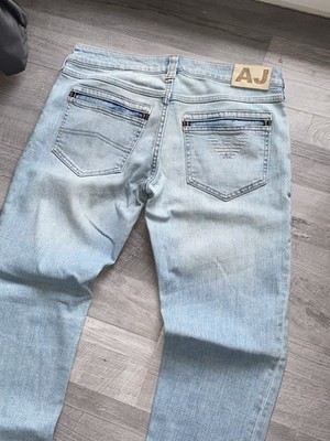 Armani Jeans Slim Fit Straight Herren Jeans Blau Größe M Backprint, Gerne Melden