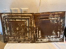 Two 12x12 Rustic Antique tin Metal Ceiling tiles 