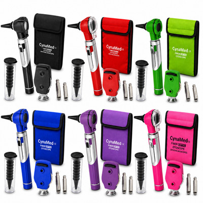 FIBER Optic Otoscope Ophthalmoscope Examination LED Diagnostic ENT SET Kit-CE