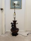 Large Antique Bronze Japanese Bird of Prey Lamp 2 Bulbs Meiji period GORGEOUS! — photo 2