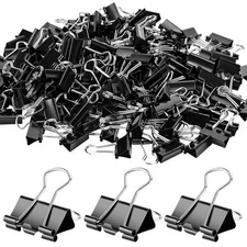  160 PCS Medium Binder Clips 1 Inch, Metal Paper Clamps Bulk, Black 1in 160pcs