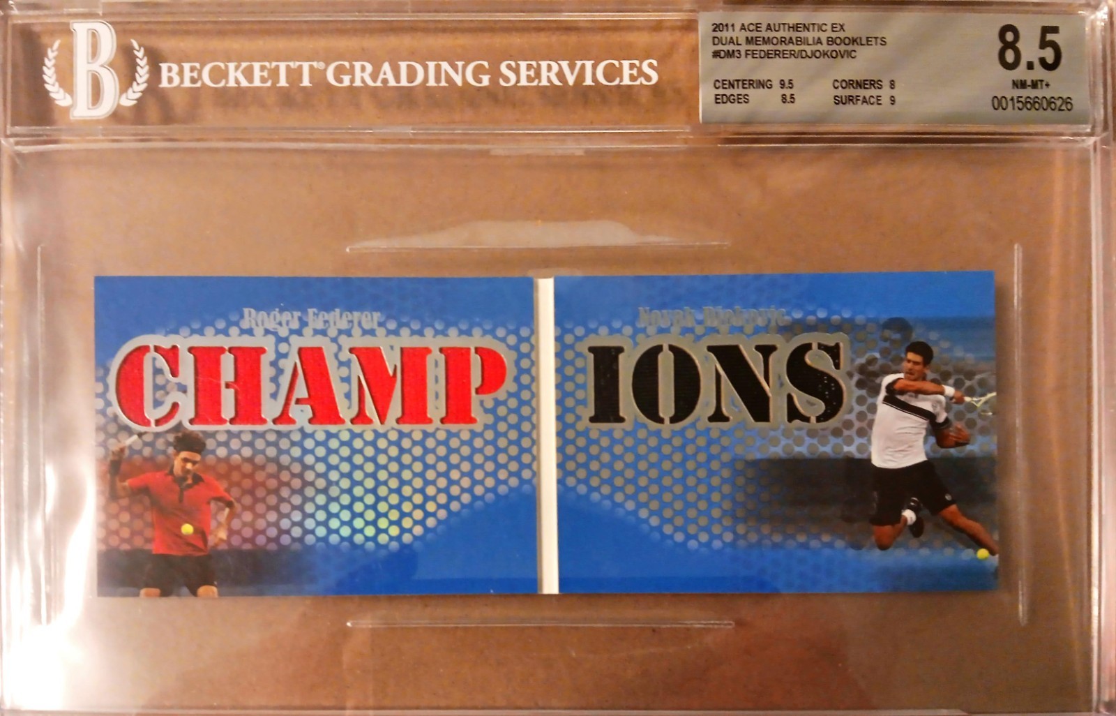 2011 Ace Authentic EX  ROGER FEDERER/NOVAK DJOKOVIC CHAMPIONS  #DM3 /59 BGS 8.5!