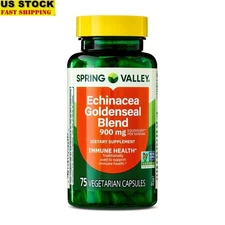 Echinacea Goldenseal Immune Support Vegetarian Capsules 900mg 75 Count Non-GMO